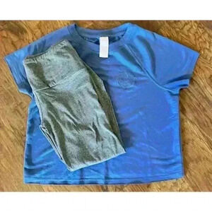 Sweet Treasures Blue Crop Sweatshirt, size XS w/ Eye Candy Gray Leggings, size M